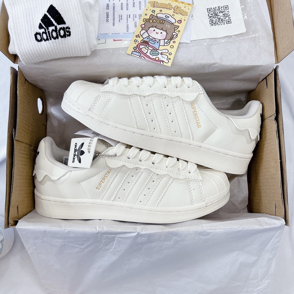 Giày adidas 3 sọc Hồng Kem superstar, giầy sneaker Das sò màu Hồng + Xanh siêu hot 2022 bản SC FullBoxBill