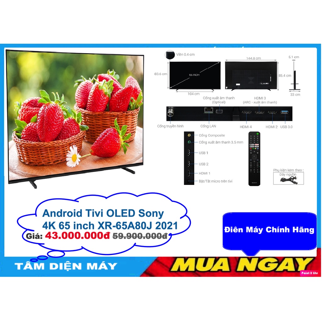 ndroid Tivi OLED Sony 4K 65 inch XR-65A80J 2021