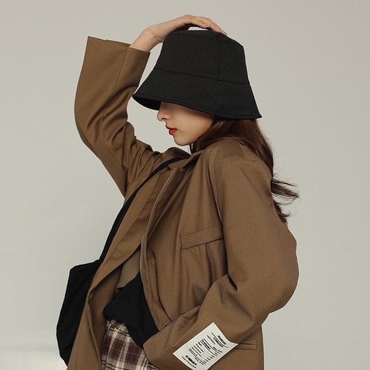 Nón Vành Rộng Màu Đen Chống Nắng Phong Cách Nhật Bản