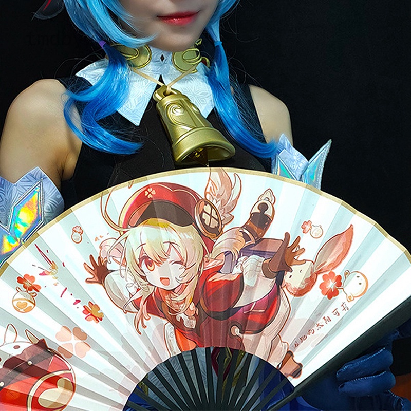 Tmdbyx Quạt Cầm Tay Hai Mặt Có Thể Gập Lại In Hình Nhân Vật Yae Miko Klee Ganyu