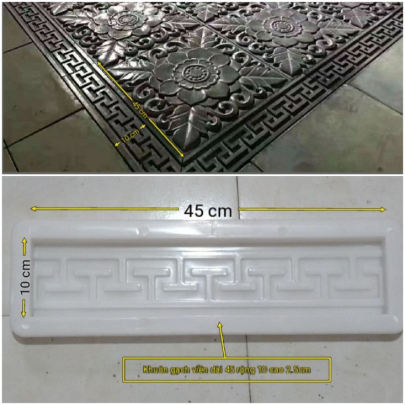 Khuôn bo viền dài 45 rộng 10 cao 2,5cm