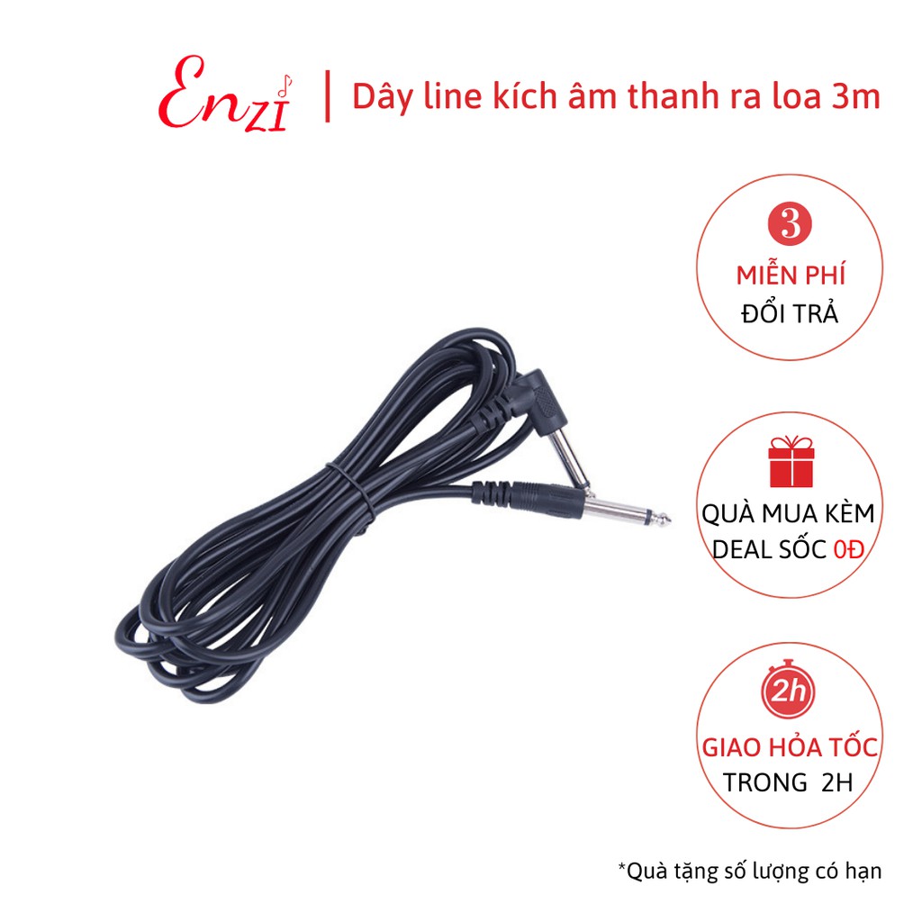 Dây line guitar kích âm thanh ra loa dài 3 mét và 5 mét dây kết nối jack cắm 6.5mm Enzi