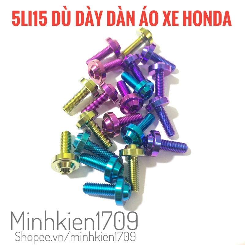 (GR5 XỊN) Ốc titan 5li15 ren nhuyễn dàn áo xe honda