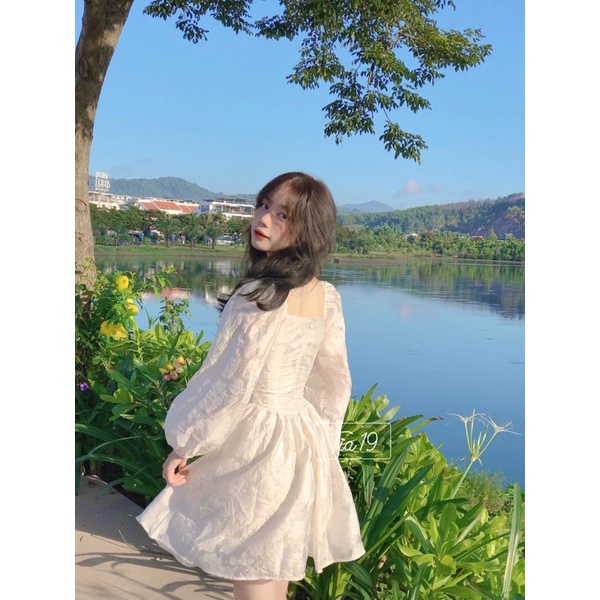 Váy hoa dài tay princess Tia19. Đầm hoa dài tay (ảnh thật do shop tự chụp).