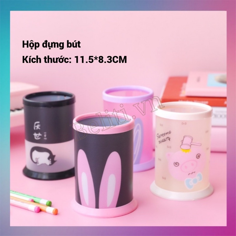 Lọ đựng bút B12 hoạt hình decor bàn học dễ thương giúp học tập tốt
