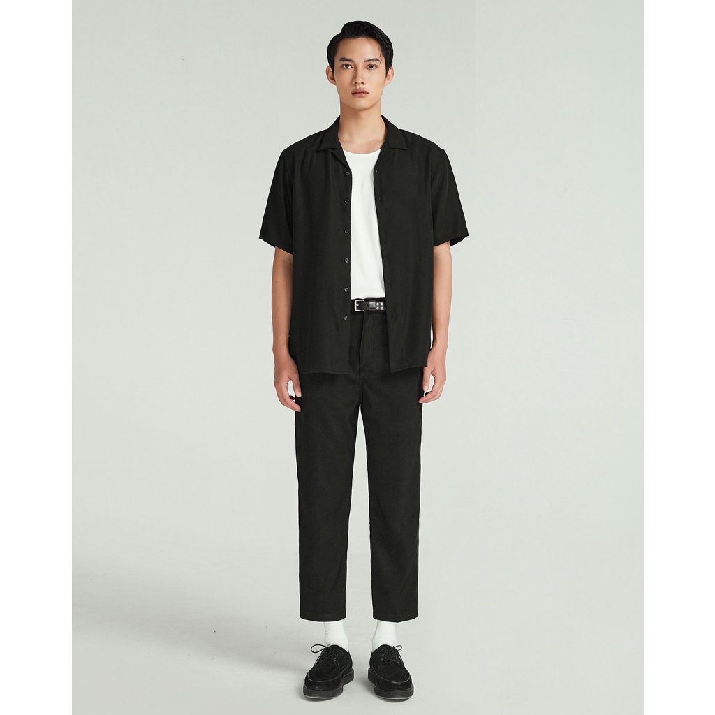 Áo sơ mi ngắn tay nam chống nhăn Highway (Menswear) Diego đen