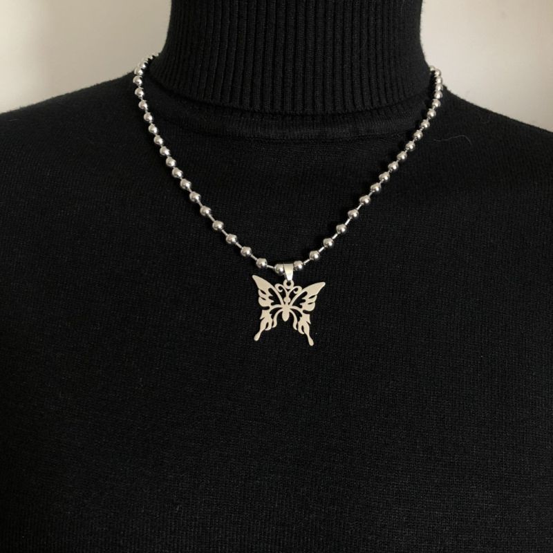 vòng cổ Inox Phối Mặt Dây Hình Bướm Unisex