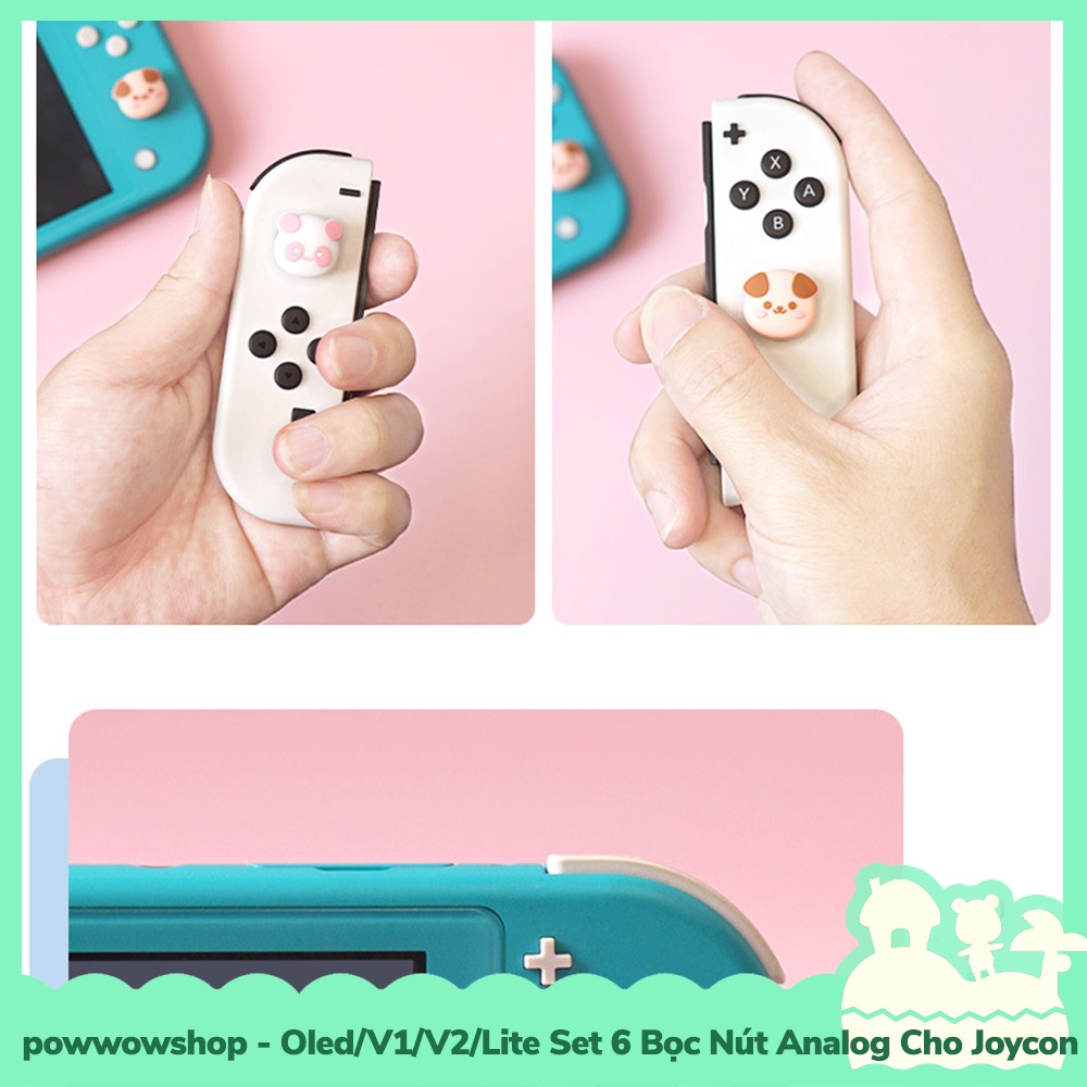 [Sẵn VN - Hỏa Tốc] Oled/V1/V2/Lite Set 4 Bọc Nút Analog Joycon Cho Máy Game Cầm Tay Nintendo Switch Dog &amp; Panda