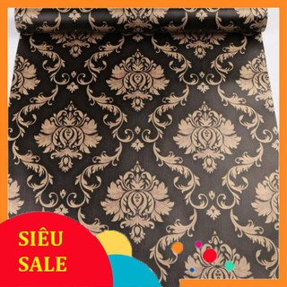 Decal giấy dán bóng hoa văn đen khổ 45cm keo sẵn bóc dán