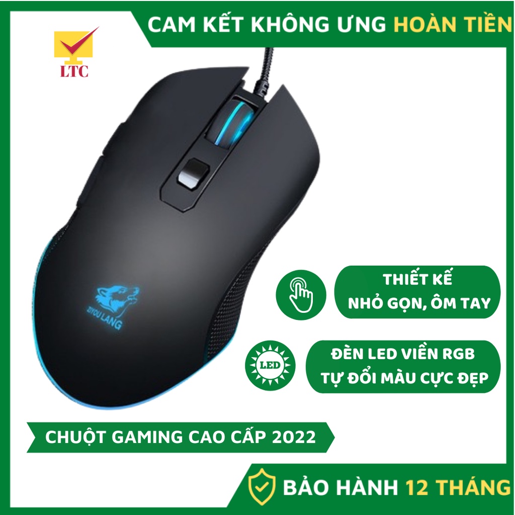 Chuột gaming có dây LTC V1 PRO 2022 có 7 màu led RGB cực đẹp, thiết kế gaming cực xịn tương thích với máy tính Pc Laptop