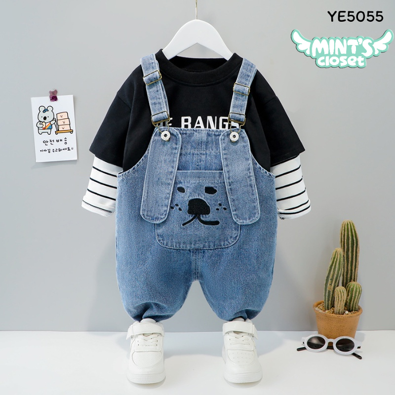 Yếm Jeans Áo Thun Sọc Bé Trai Bé Gái Tay Dài Size 1 - 5 Tuổi MINTSCLOSET Mint's Closet - YE5005 - YE5055