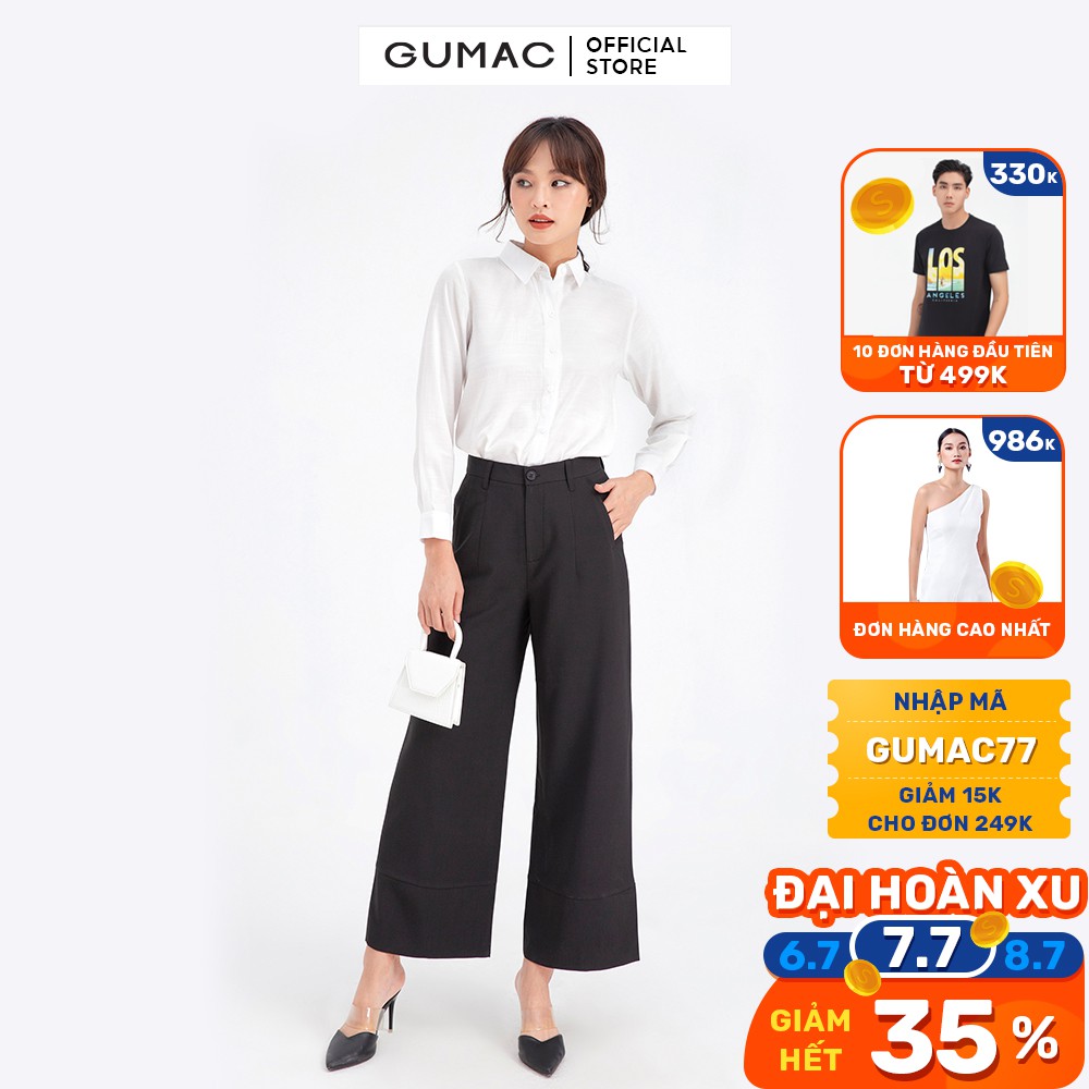 [Mã WABRGU77 giảm 10% đơn 250K] Quần tây nữ xếp ly ống rộng GUMAC QB663