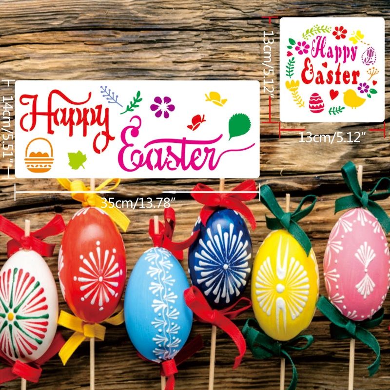 Bộ 12 Khuôn Tô Vẽ Chữ Happy Easter Độc Đáo Trang Trí Nhà Cửa DIY
