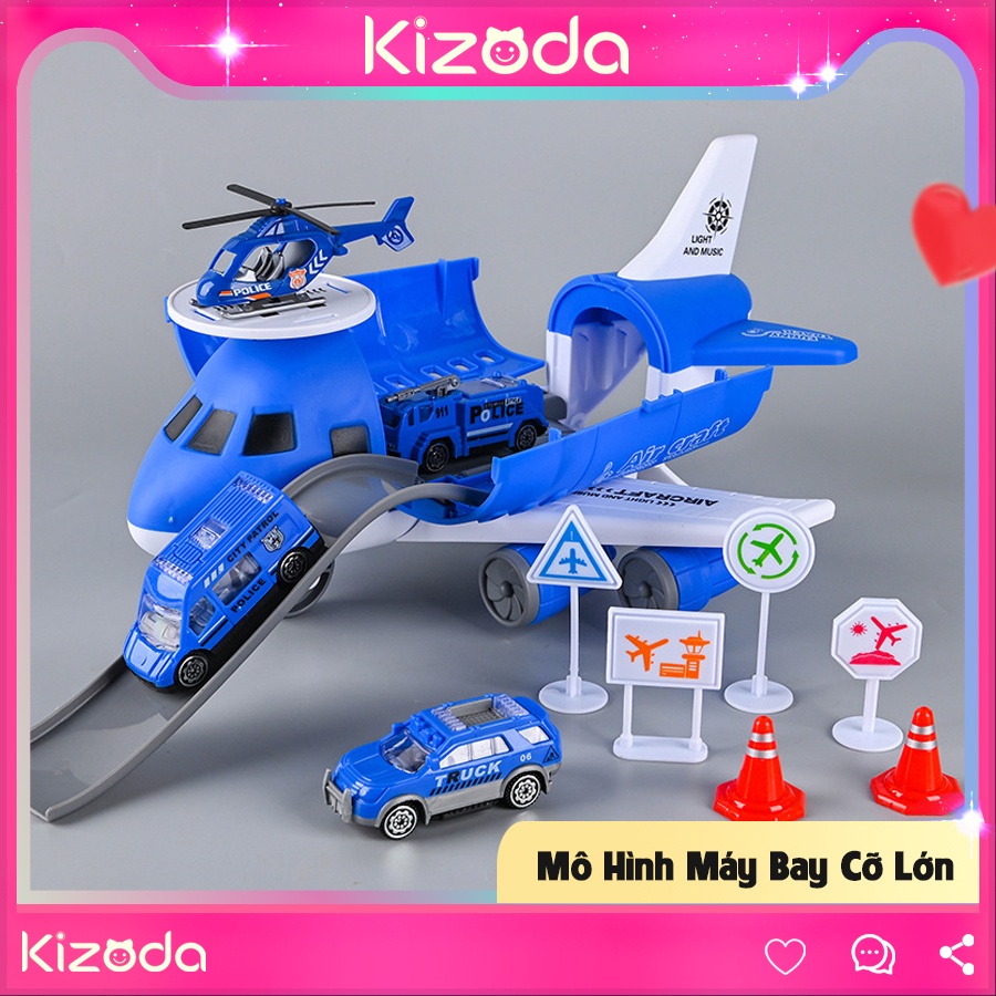 Mô Hình Máy Bay Biến Hình Kèm Nhiều Ô Tô Cảnh Sát, Cứu Hoả Siêu Đẹp Kích Cỡ Lớn Cho Trẻ Em.