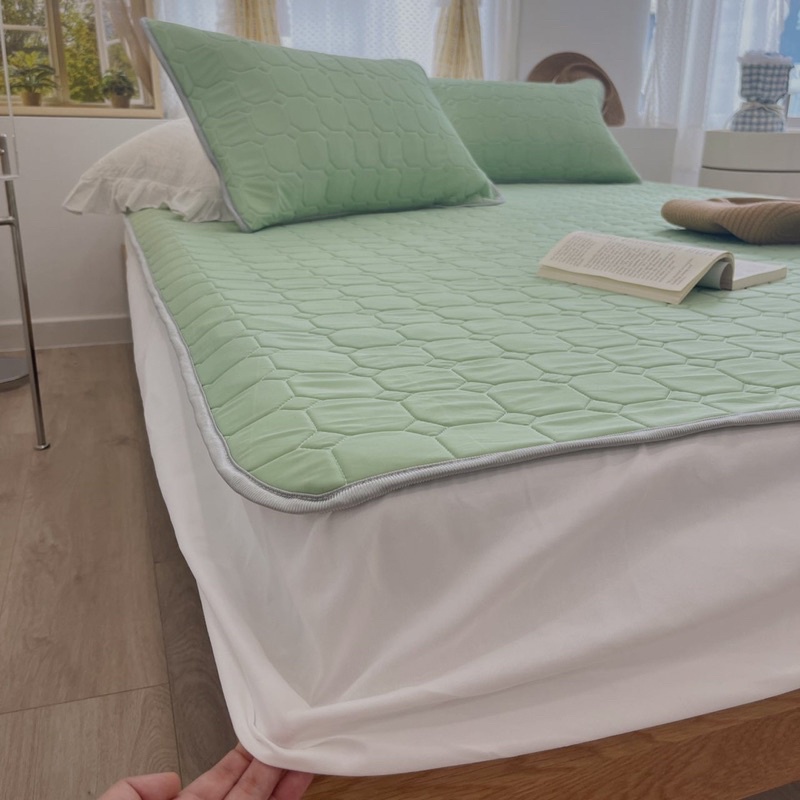 Chiếu điều hoà mủ cao su non bo chun thoáng mát mềm mịn (tặng kèm 2 vỏ gối cùng bộ)