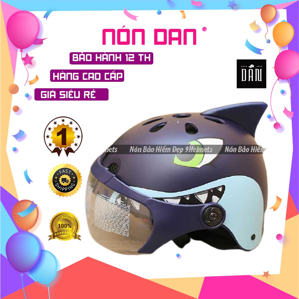 Mũ Bảo Hiểm Trẻ Em Có Kính Hình Cá Mập Xanh Mực