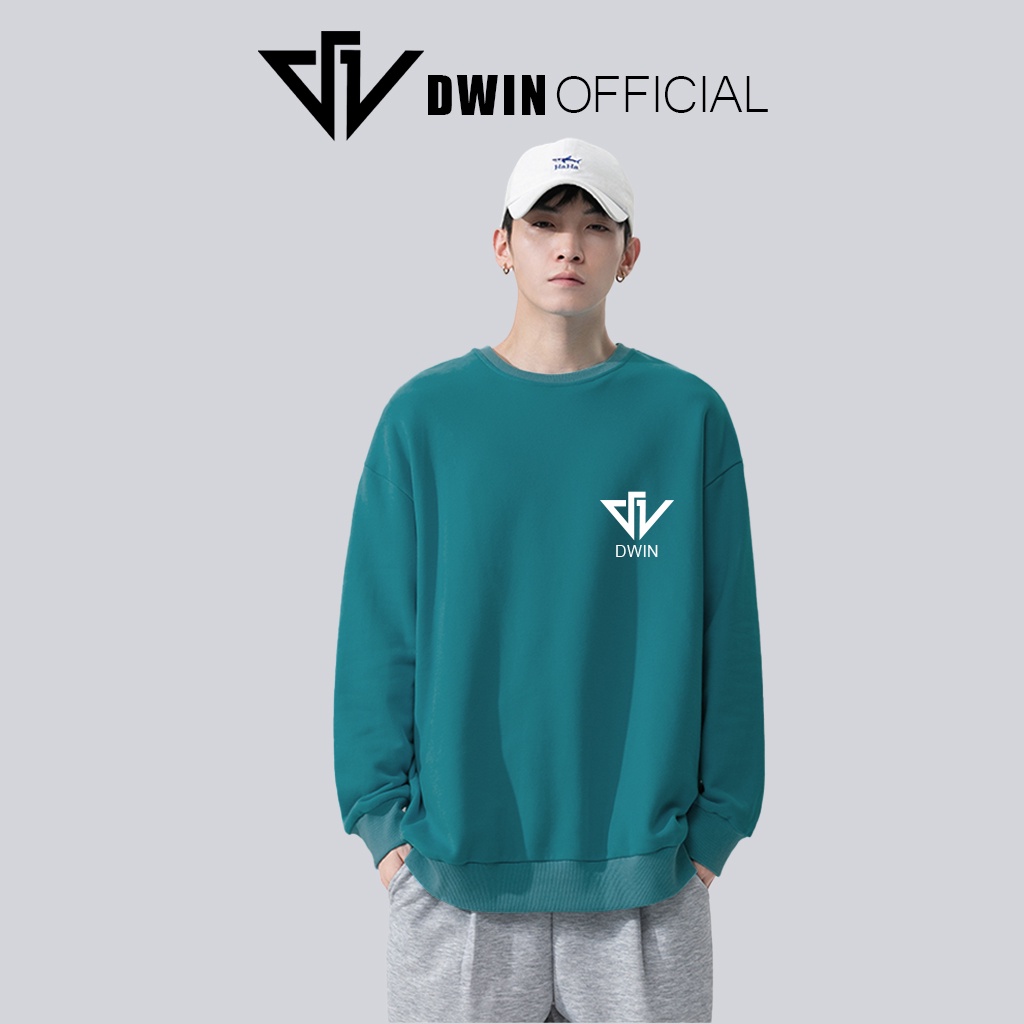 Áo sweater in logo nỉ unisex DWIN basic nam nữ form rộng oversize local brand SP00085