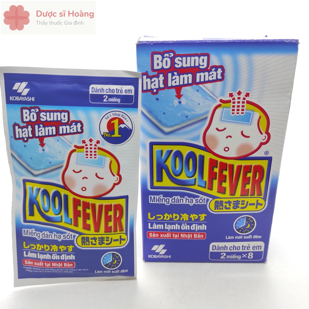 Miếng dán hạ sốt Koolfever - Hộp 8 Gói x 2 miếng