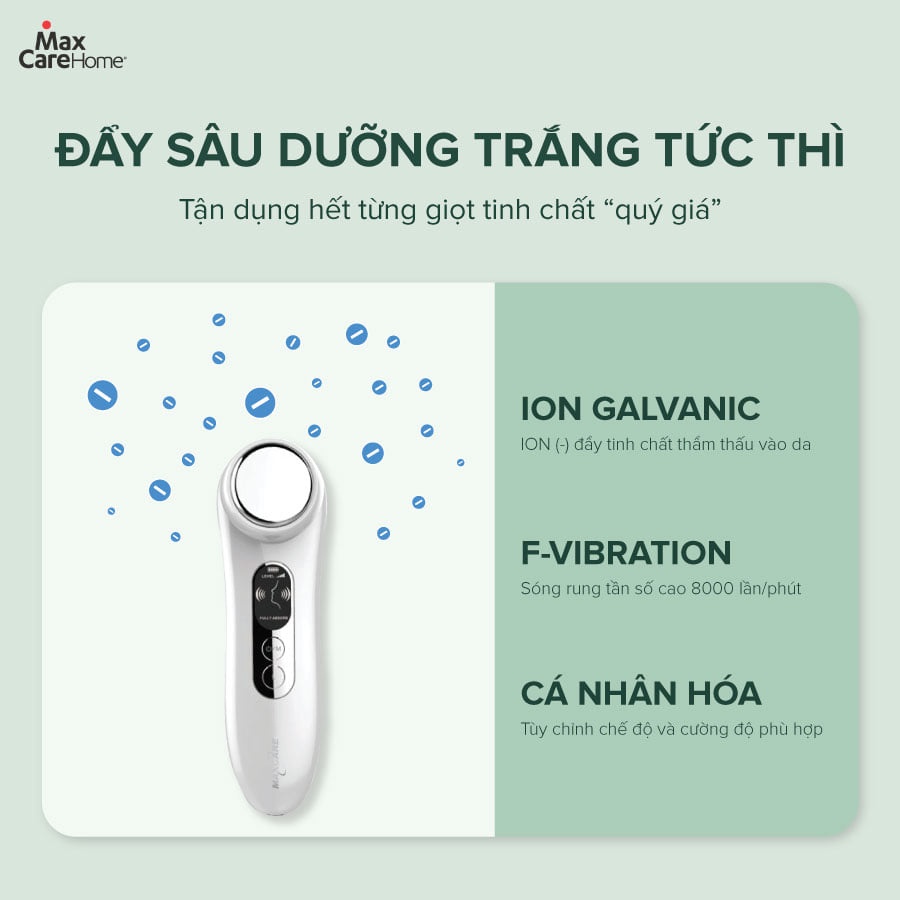 Máy điện di đẩy tinh chất MAXCARE MAX888 massage ion nâng cơ mặt tẩy trang dưỡng da chống lão hoá mát xa matxa