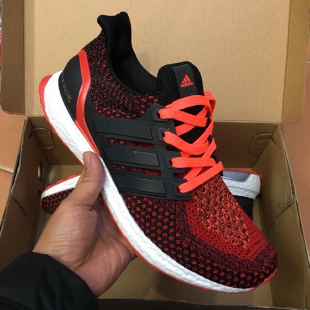 Giày Sneaker ultra boost ( đen cam đế trắng )