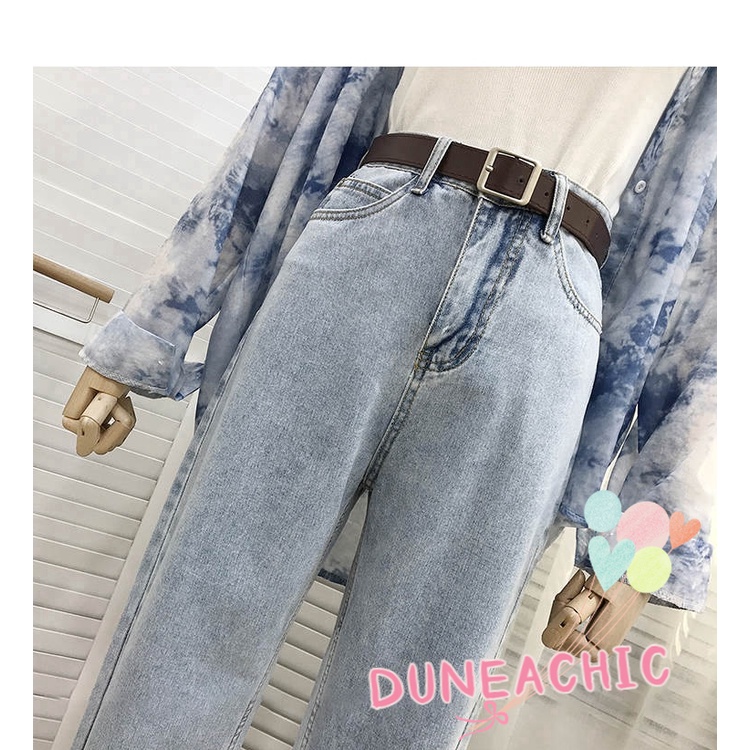 DUNEA Quần Jean Dài Lưng Cao Dáng Rộng Thời Trang Cá Tính Cho Nữ