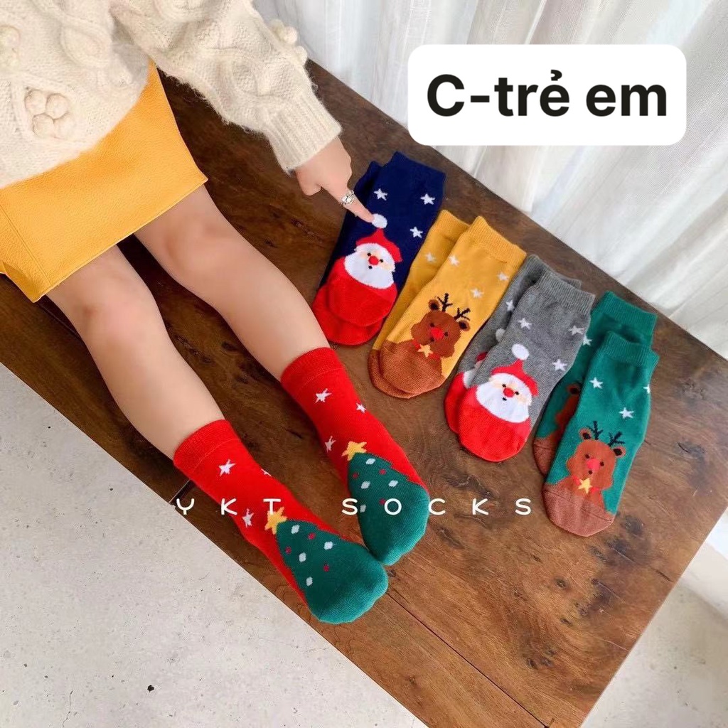 [SET 10 ĐÔI] Tất Noel Cotton trẻ em Ấm Áp | Quà Tặng Noel Dễ Thương