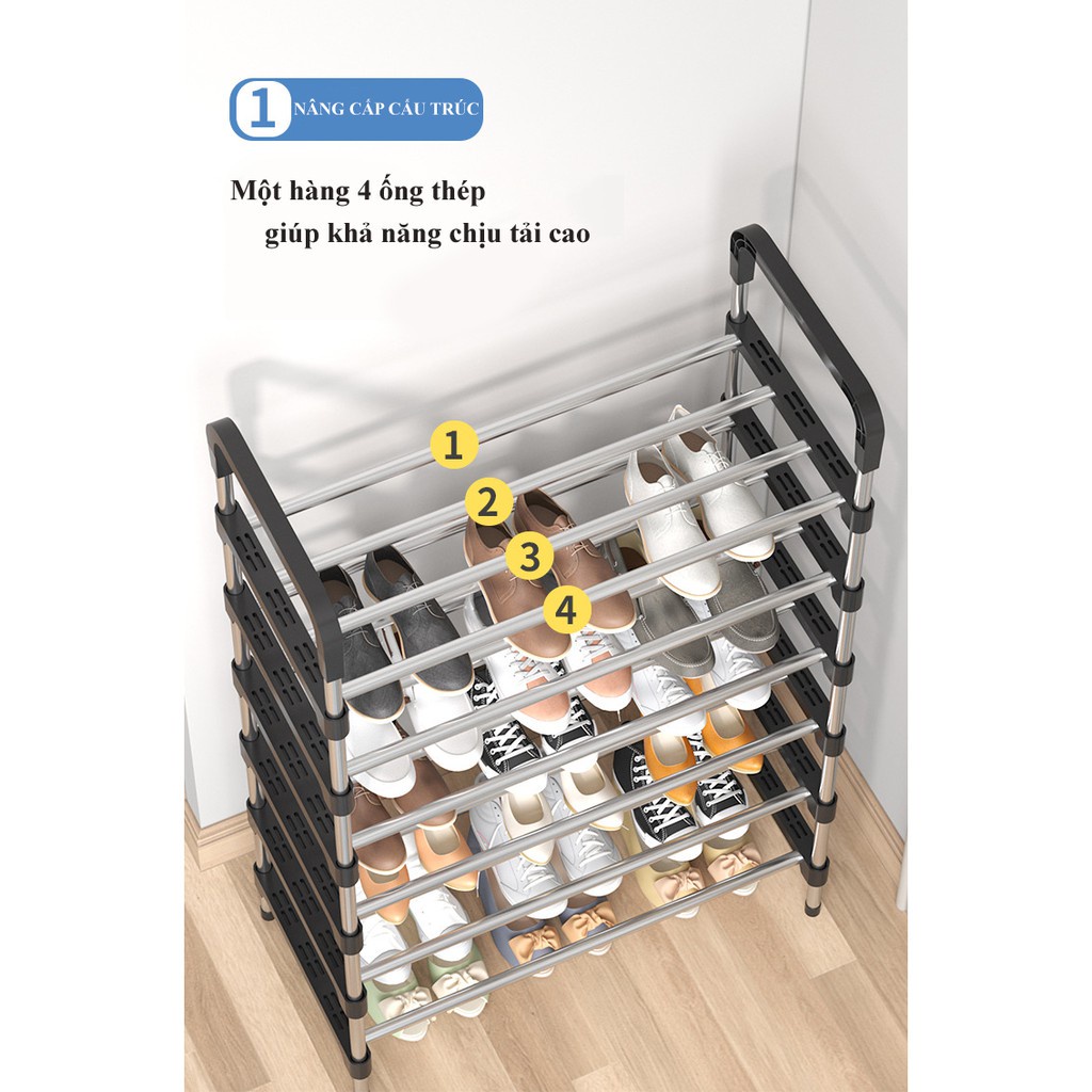 Kệ Để Giày Dép Inox 5 Tầng, Kệ Để Giầy Dép Cao Cấp Đa Năng Kiểu Dáng Hàn Quốc Cao Cấp GDDT