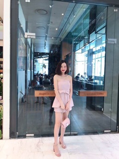 Jumsuit ống thắt nơ eo