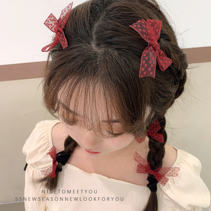 Kẹp Tóc Hình Nơ Phối Màu Tương Phản Thời Trang Cho Nữ