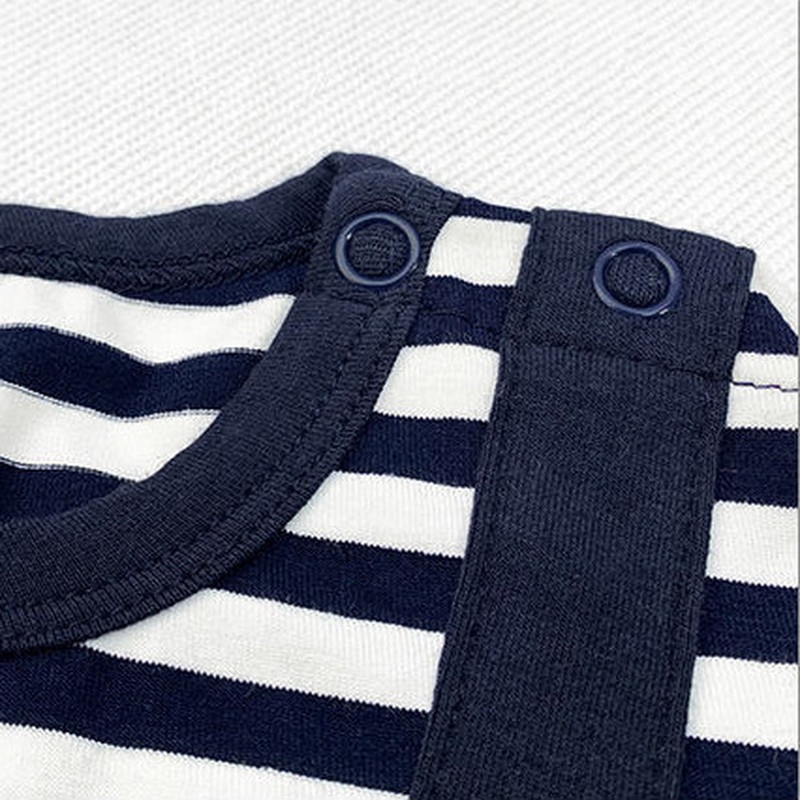 Bộ Áo Liền Quần Ngắn Tay Họa Tiết Kẻ Sọc Dễ Thương Thời Trang Mùa Hè Cho Trẻ Sơ Sinh