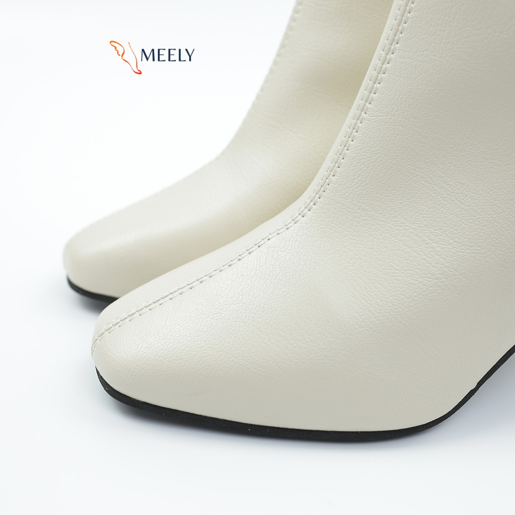 Giày Bốt Nữ MEELY Cổ Cao Boots Trơn 7phân Khóa Sau Thời Trang - B01