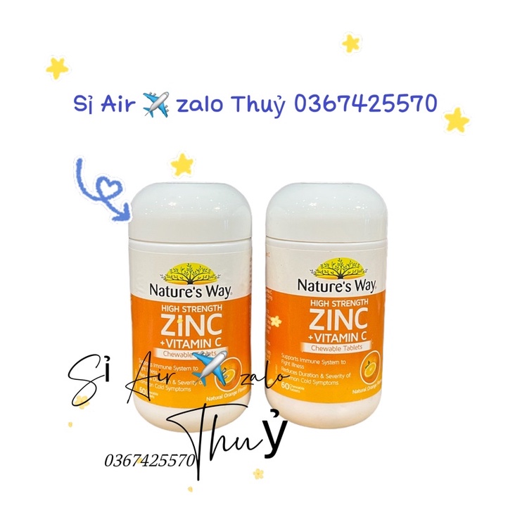 Viên bổ sung ZinC và Vitamin C Nature Way giúp tăng đề kháng cho người già , người lớn
