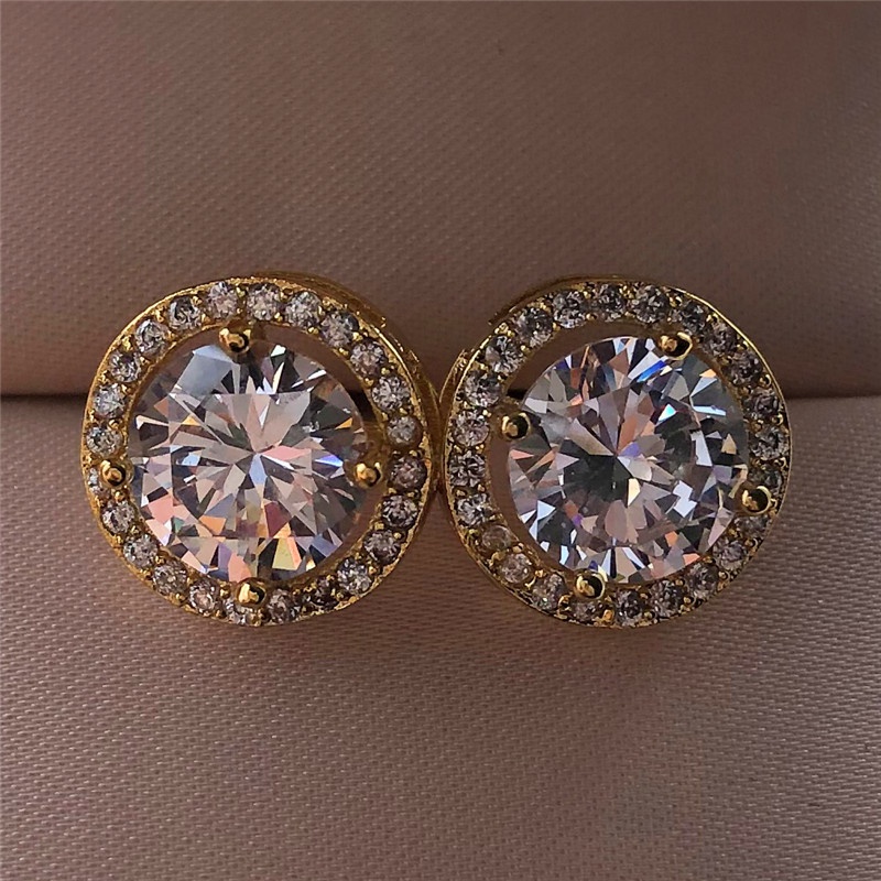 Bông Tai Mạ Bạc 925 Đính Đá Sapphire Trắng Tự Nhiên