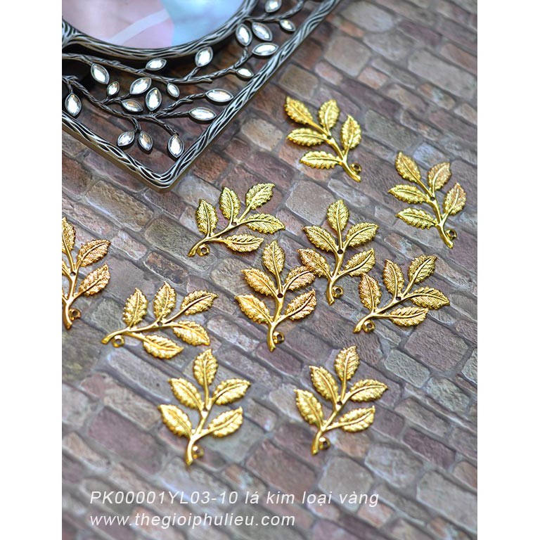 PK00001YL03-10 lá kim loại vàng.