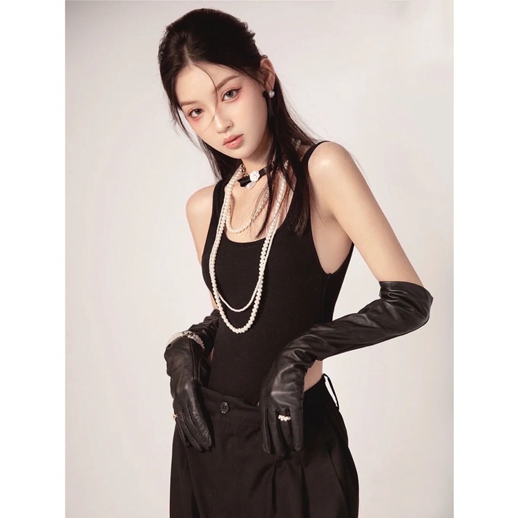 Vòng Cổ Naomi Da Phối Xích Đính Hoa Trà  - Vani Store - TS000650