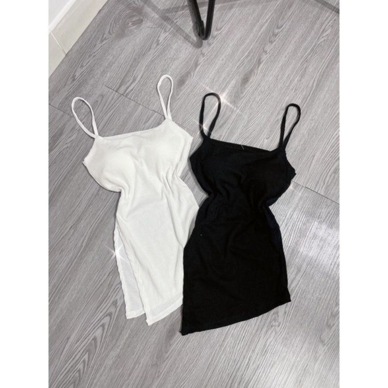 Áo 2 dây xẻ tà vạt chéo có mod ngực xịn xò