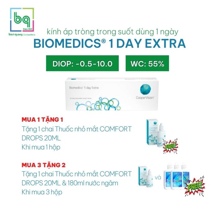 [Hộp/30lens] Kính áp tròng trong suốt 1 ngày BIOMEDICS 1 DAY Extra