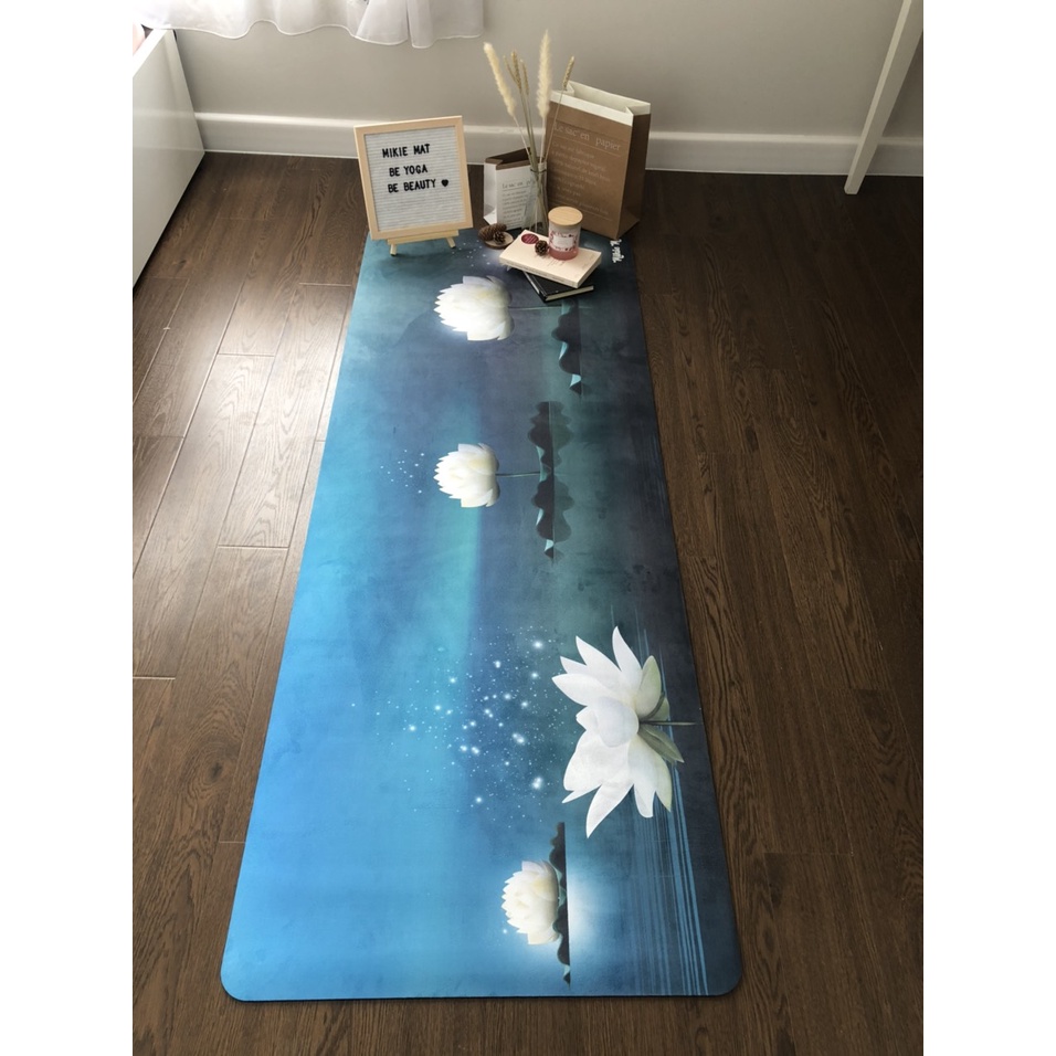 Thảm yoga Mikie Mat Microfiber in hình, thấm hút mồ hôi KB10