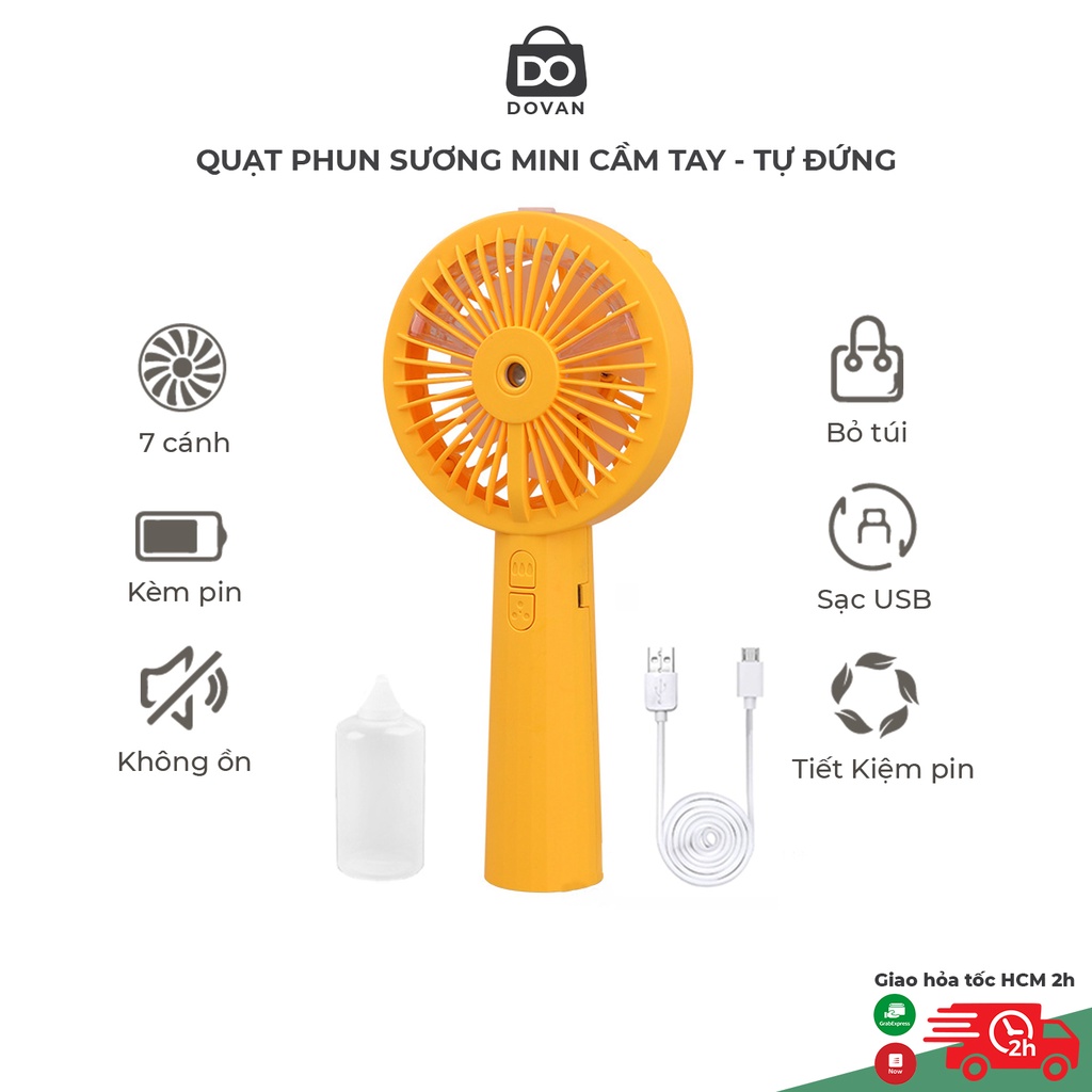 Quạt mini phun sương thông minh cầm tay sạc điện pin 1200mA 3 tốc độ quạt - Siêu mát cho học tập làm việc vui chơi