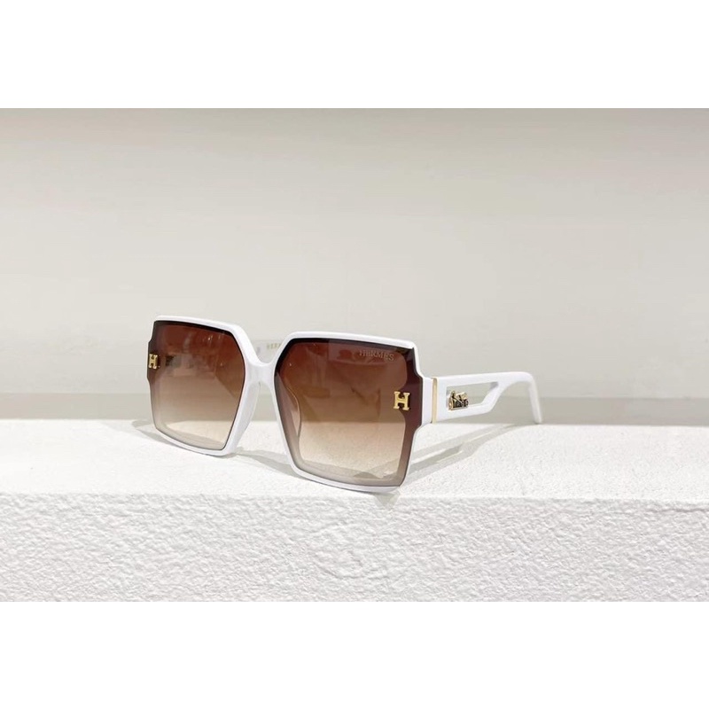 Kính Vuông Nữ Chữ H Hermes Màu Trắng Cam Khói Của Nam Và Nữ Chống Tia UV400 Đi Đêm Chống Chói HM