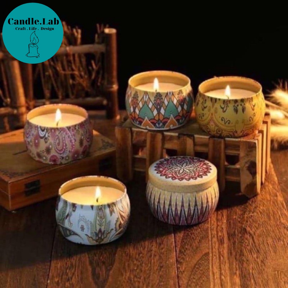 Nến thơm hoa khô - Nến thơm phòng thổ cẩm candle cup hoa khô handmade vnxk bath body works, sáp thơm phòng tinh dầu