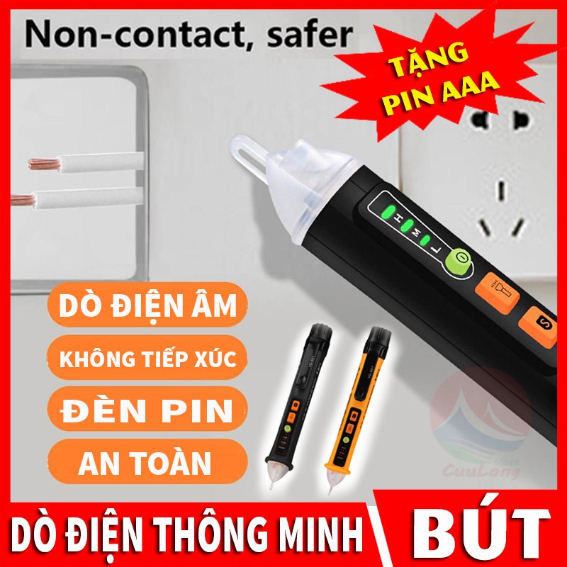 Bút Thử Điện Thông Minh An Toàn, Cảm Biến Không Tiếp Xúc Âm, Có Đèn Pin, Tự Ngắt Khi Không Sử Dụng