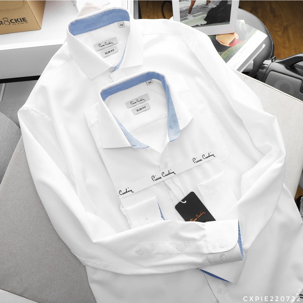 Áo sơ mi nam Màu Trắng Pierre Cardin An Phước tay dài có túi công sở, chất vải Lỗ Kim cao cấp, mềm mát Chính Hãng