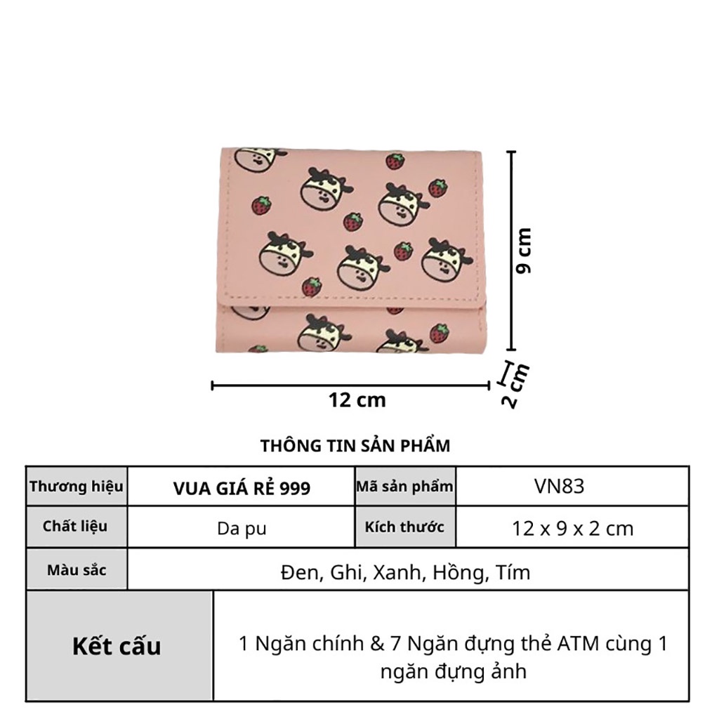 Ví nữ đẹp giá rẻ ngắn cầm tay mini nhỏ gọn dễ thương cute nhiều ngăn bỏ túi thời trang cao cấp VN83