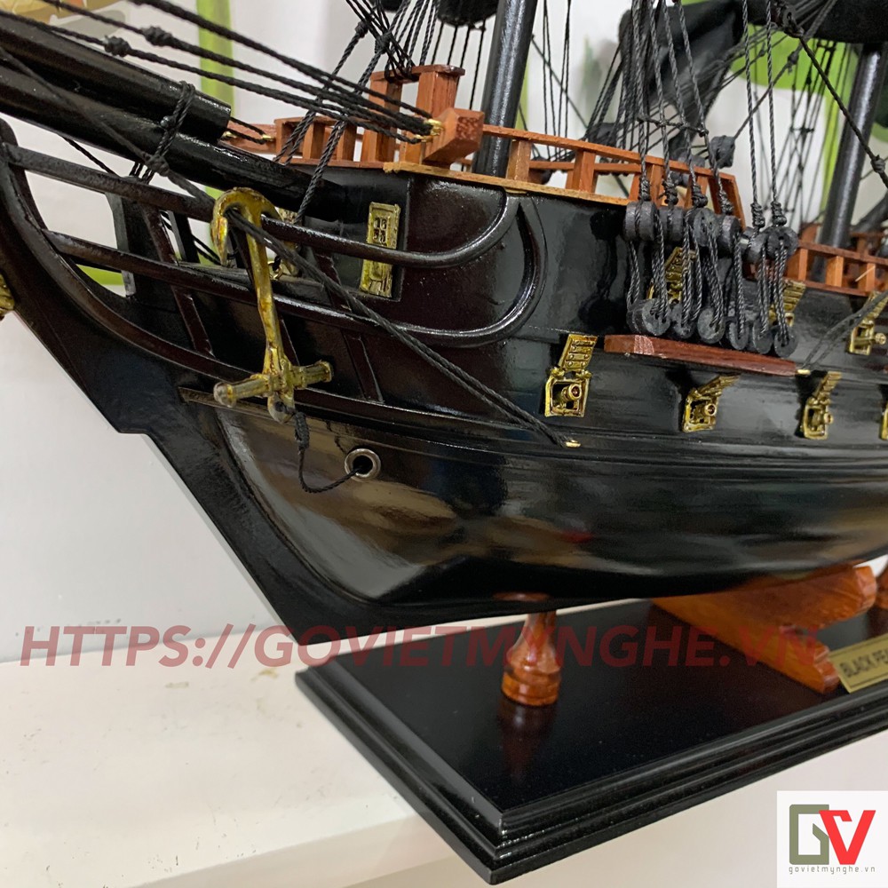 Mô hình thuyền gỗ cướp biển Pirate Black Pearl - Thân tàu dài 80cm - Gỗ tự nhiên