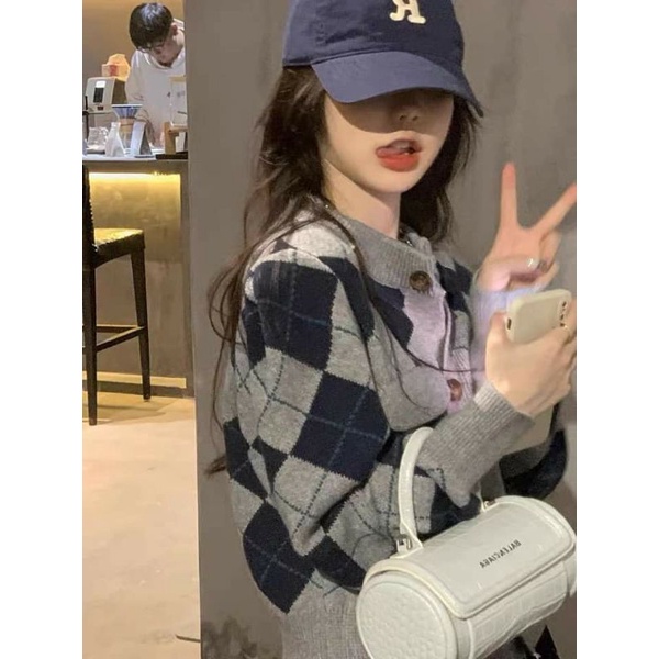 Áo len Cardigan dáng ngắn phong cách Retro 🦌