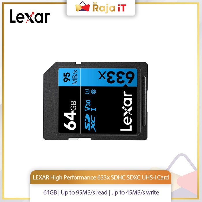 Thẻ Nhớ Lexar 633x 64GB SDHC SDXC UHS-I 95MB / s read to 45MB / s write