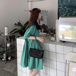 Đầm dự tiệc dáng xòe form rộng phối khuy cúc thời trang nữ kiểu dáng Ulzzang Hàn Quốc