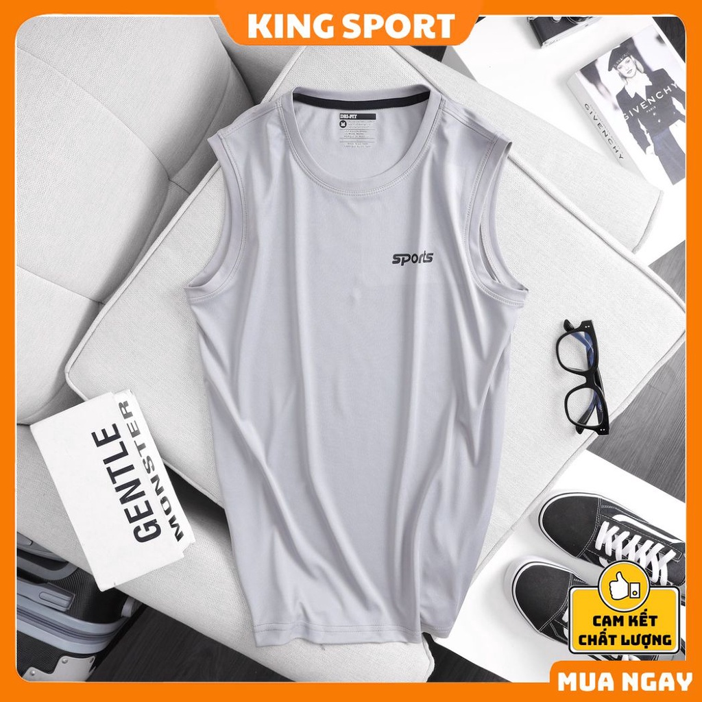 Áo ba lỗ nam nữ tanktop tập GYM thể thao fom rộng vải thun lạnh mềm mịn thoáng mát đẹp cao cấp big size KING SPORT