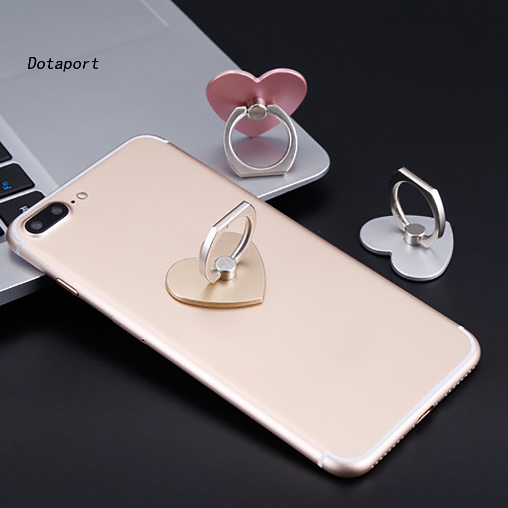 Dota_360º Rotatable Heart Shape Finger Ring Grip Mobile Phone Stand Holder Universal